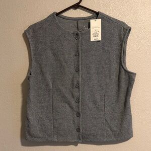 a new day Sleeveless Button-Front Vest - Gray